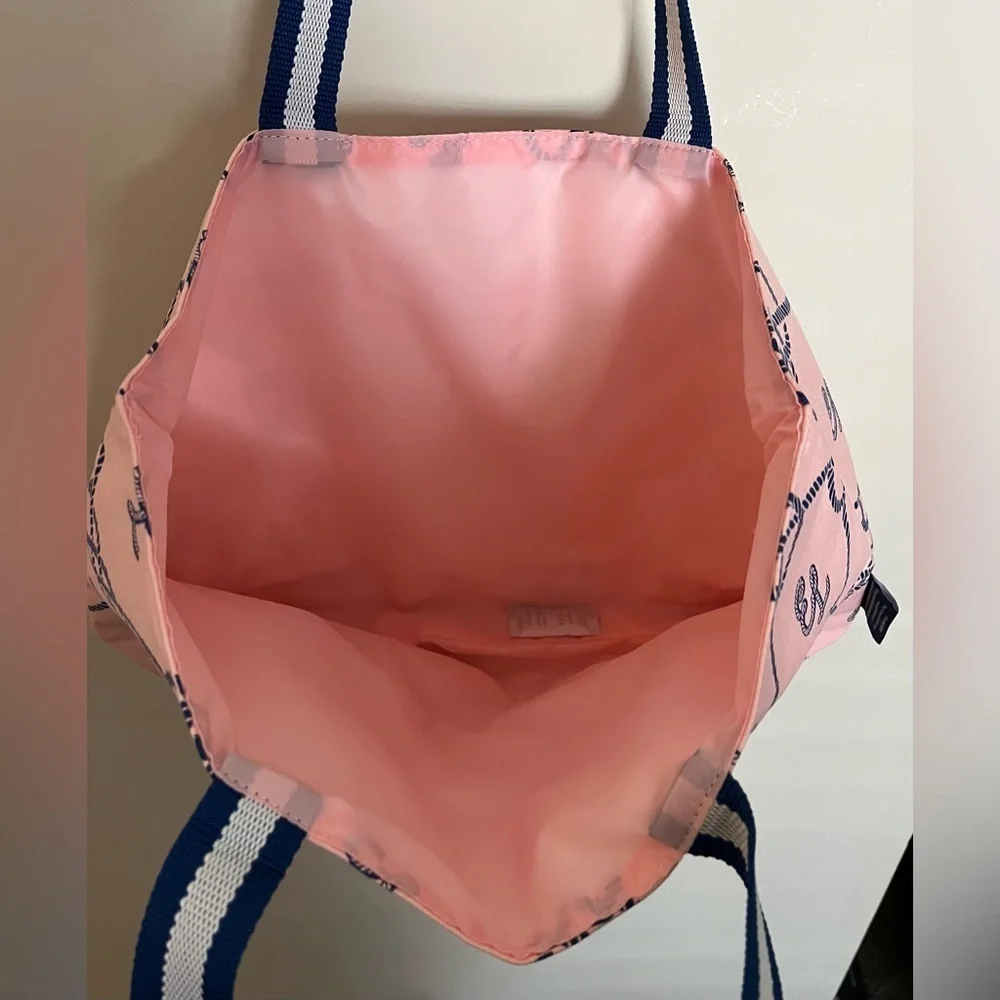 Estée Lauder Tote Reusable Bag, Lined, Foldable, Nautical Style, Handles